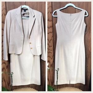 Ralph Lauren 100% Wool Tan Tweed Dress Suit